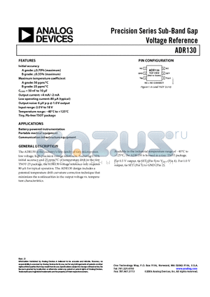 ADR130AUJZ-REEL7 datasheet - Precision Series Sub-Band Gap Voltage Reference