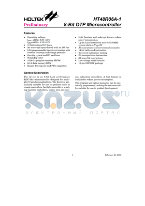 HT48R06A-1 datasheet - 8-Bit OTP Microcontroller