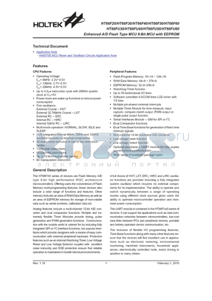 HT66FU30 datasheet - Enhanced A/D Flash Type MCU 8-Bit MCU with EEPROM