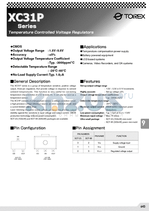 XC31 datasheet - Temperature Controlled Voltage Regulators