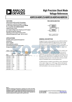 ADR520ART-REEL7 datasheet - High Precision Shunt Mode Voltage References