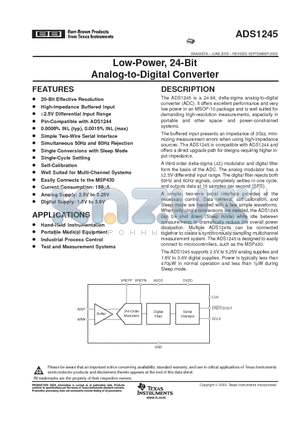 ADS1245IDGST datasheet - Low-Power, 24-Bit Analog-to-Digital Converter