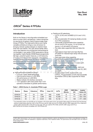 OR4E02 datasheet - ORCASeries 4 FPGAs