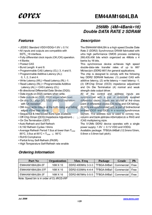 EM44AM1684LBA-3FE datasheet - 256Mb (4M4Bank16) Double DATA RATE 2 SDRAM