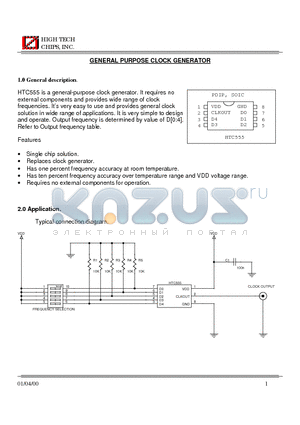 HTC555DC datasheet - GENERAL PURPOSE CLOCK GENERATOR