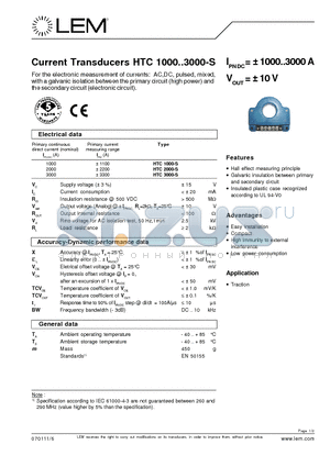 HTC3000-S datasheet - Current Transducers