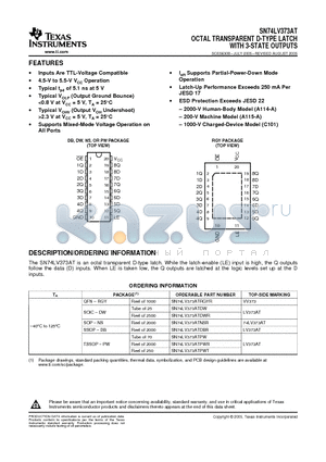 SN74LV373ATPWE4 datasheet - OCTAL TRANSPARENT D-TYPE LATCH WITH 3-STATE OUTPUTS