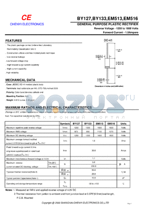 EM513 datasheet - GENERAL PURPOSE PLASTIC RECTIFIER