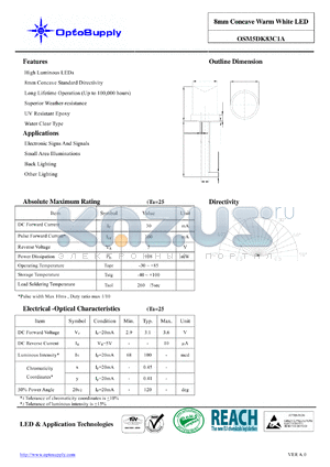 OSM5DK83C1A datasheet - 8mm Concave Warm White LED