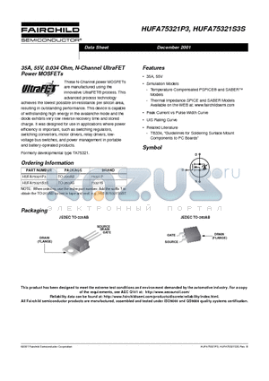 HUFA75321P3 datasheet - 35A, 55V, 0.034 Ohm, N-Channel UltraFET Power MOSFETs
