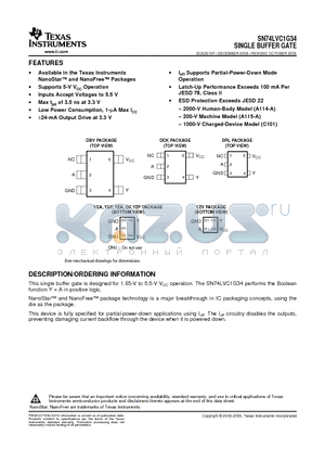 SN74LVC1G34DBVTE4 datasheet - SINGLE BUFFER GATE