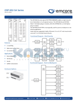 OSP-202-15-SA-50 datasheet - optical SPLITTER/COMBINER