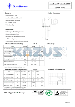 OSR5PA5C31C datasheet - 5mm Round Premium Red LED