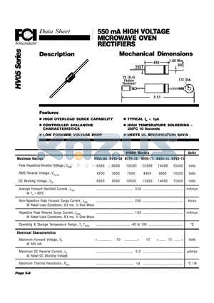 HV05-08 datasheet - 550 mA HIGH VOLTAGE MICROWAVE OVEN RECTIFIERS