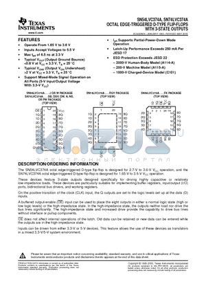 SN74LVC374ADWG4 datasheet - OCTAL EDGE-TRIGGERED D-TYPE FLIP-FLOPS WITH 3-STATE OUTPUTS