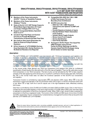 SN74LVTH182646APM datasheet - 3.3-V ABT SCAN TEST DEVICES WITH 18-BIT TRANSCEIVERS AND REGISTERS