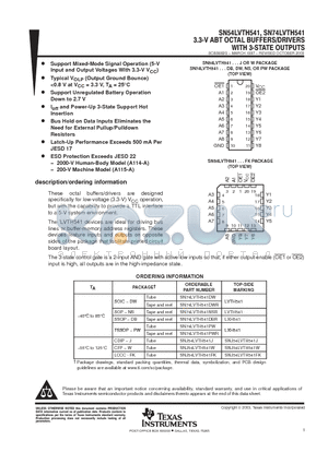 SN74LVTH541NSRE4 datasheet - 3.3-V ABT OCTAL BUFFERS/DRIVERS WITH 3-STATE OUTPUTS