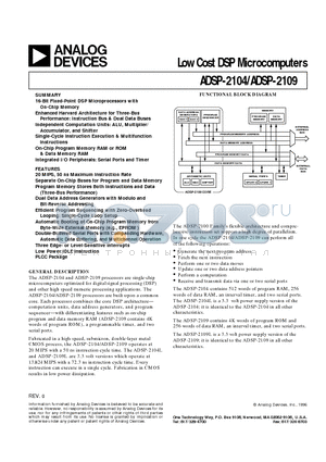 ADSP-2104LKP-55 datasheet - Low Cost DSP Microcomputers