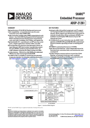 ADSP-21261SKBCZ150 datasheet - SHARC Embedded Processor