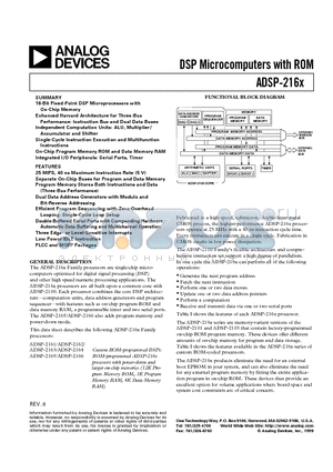 ADSP-2165BS-100 datasheet - DSP Microcomputers with ROM