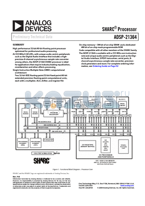 ADSP-21364SBSQ-ENG datasheet - SHARC Processor