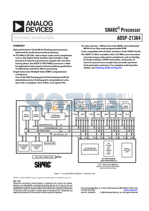 ADSP-21364SBSQZENG datasheet - SHARC Processor
