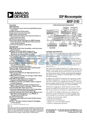 ADSP-2183KCA-210 datasheet - DSP Microcomputer