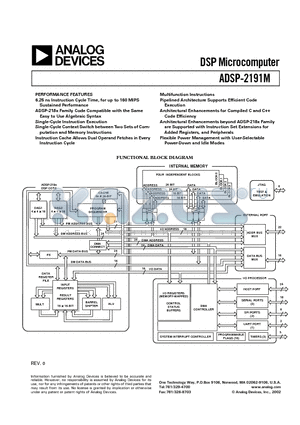 ADSP-2191MKCA-160 datasheet - DSP Microcomputer