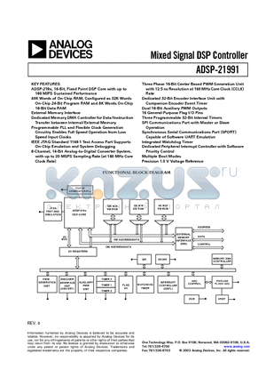 ADSP-21991BST datasheet - Mixed Signal DSP Co