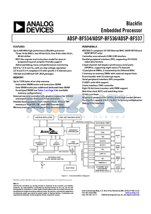 ADSP-BF534BBCZ-5B datasheet - Blackfin Embedded Processor