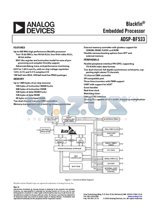 ADSP-BF533SKBC600 datasheet - Blackfin Embedded Processor