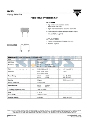 HVPS1Z5004D datasheet - High Value Precision SIP