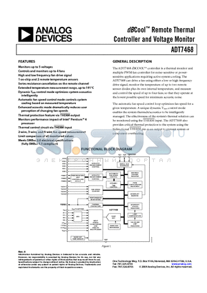 ADT7468ARQ-REEL datasheet - dBCool Remote Thermal Controller and Voltage Monitor
