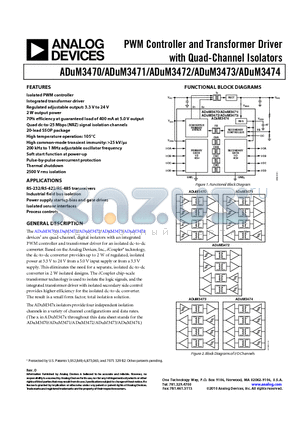 ADUM3470 datasheet - PWM Controller and Transformer Driver with Quad-Channel Isolators