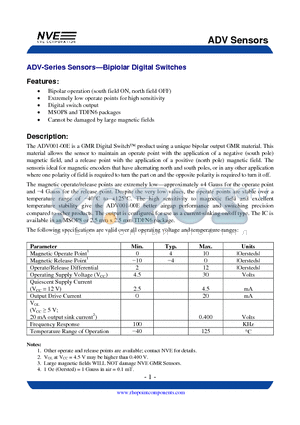 ADV001-10E datasheet - ADV Sensors