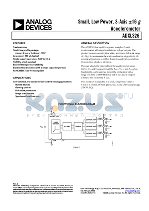 ADXL326BCPZ-RL7 datasheet - Small, Low Power, 3-Axis a16 g Accelerometer