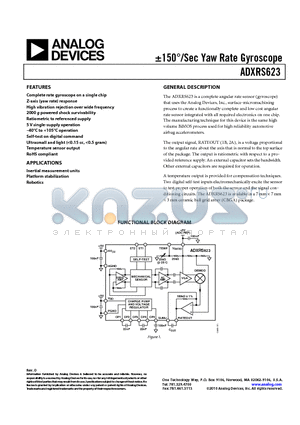 ADXRS623WBBGZ-RL datasheet - a150`/Sec Yaw Rate Gyroscope