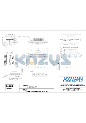 AE10139 datasheet - D-SUB, HIGH DENSITY