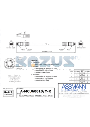 AE10223 datasheet - Cat.6 UTP Patch Cable