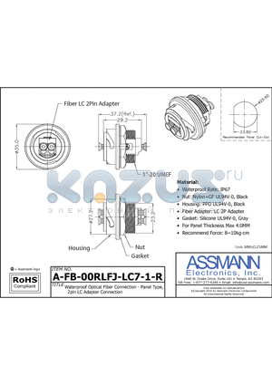 AE10633 datasheet - WATERPROOF OPTICAL FIBER CONNECTION