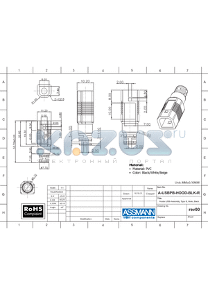 AE10635 datasheet - Hoods USB-Assembly, Type B, Male, Black