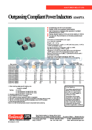 AE465PYA datasheet - Outgassing Compliant Power Inductors