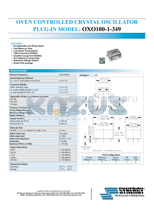 OXO100-1-349 datasheet - OVEN CONTROLLED crystal OSCILLATOR
