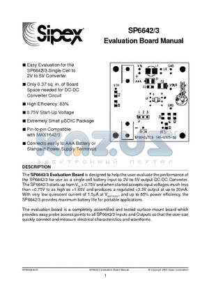 SP6643 datasheet - Evaluation Board Manual