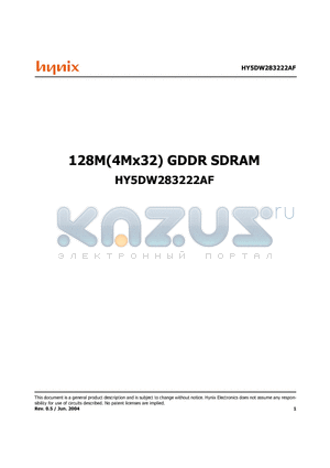 HY5DW283222AF-33 datasheet - 128M(4Mx32) GDDR SDRAM