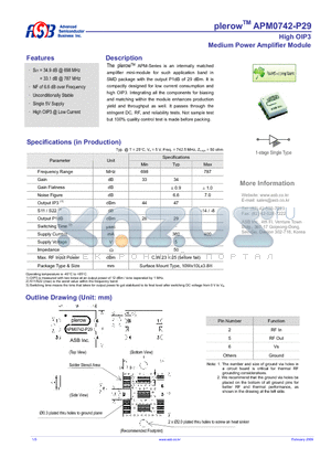 APM0742-P29 datasheet - Medium Power Amplifier Module
