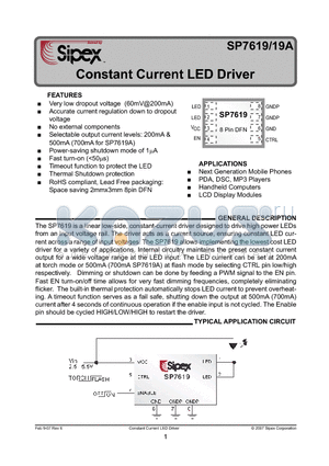 SP7619AERL datasheet - Constant Current LED Driver