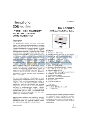 M3H2815D datasheet - HYBRID - HIGH RELIABILITY RADIATION TOLERANT DC/DC CONVERTER