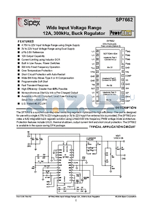 SP7662ER-L/TR datasheet - Wide Input Voltage Range 12A, 300kHz, Buck Regulator