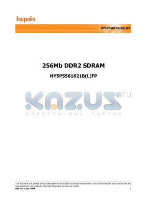 HY5PS561621BLFPY5 datasheet - 256Mb DDR2 SDRAM